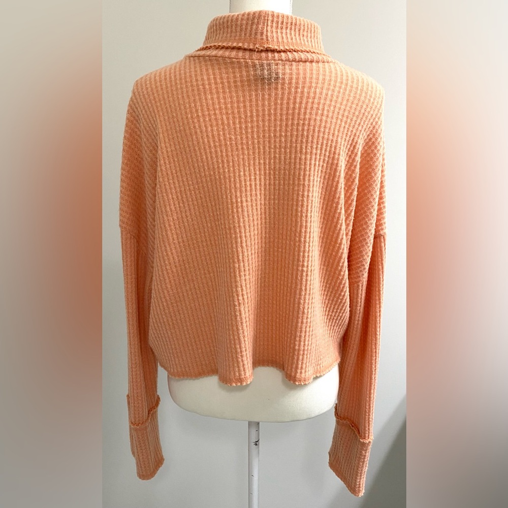 Wild Fable Womens XL Solid Orange Waffle Knit Crop Top Boho Y2K Streetwear - Picture 4 of 15